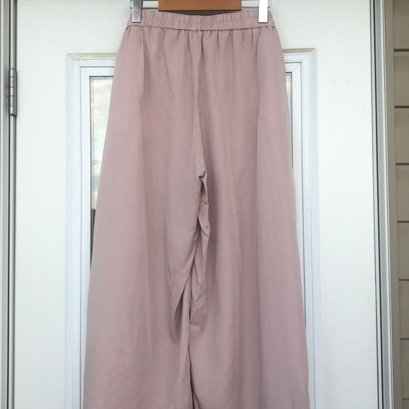 Wide Leg Pale Pink Tie Up Pants - Picture 6 of 11